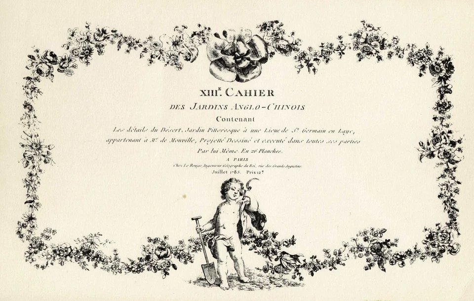 XIIIe Cahier des Jardins Anglo-Chinois: Désert de Retz. 1785. Reprint 1973. RARE - Image 1 of 4