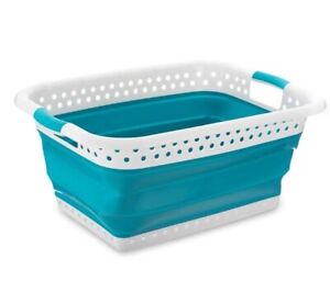 NEW Blue Pop Up Washing Basket space Saver