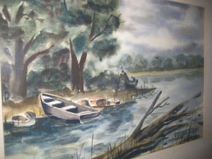 VTG SIGNED WATER COLOR R.HOEFER PAINTING MID WEST - Picture 1 of 1