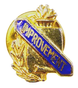 Vintage Pinback "IMPROVEMENT" Scholastic Award Button Try a Little Harder! - Picture 1 of 7