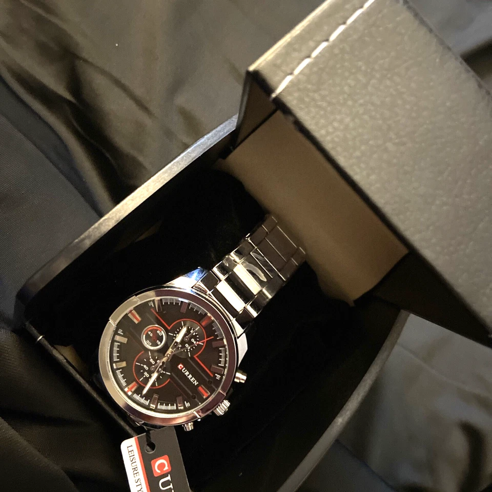 CURREN Mens Stainless Steel Quartz Movement Water Resistant Chronograph Designer - Image 1 of 4
