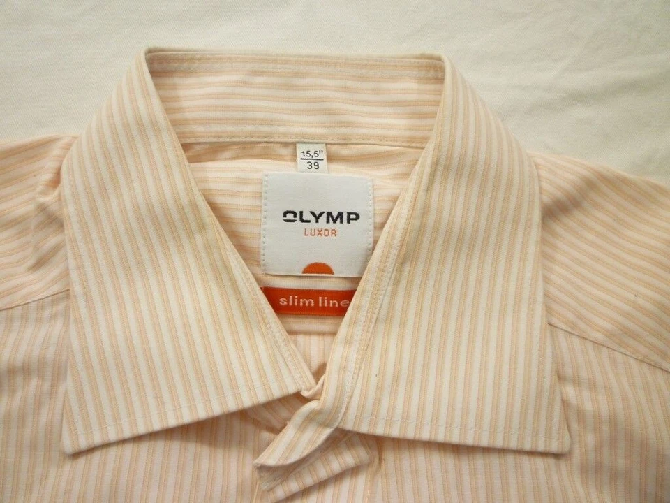 Olymp Luxor Linea Slim Camicia Manica Corta 39 Arancio Albicocca Bianco Gestr. # - Immagine 1 di 1