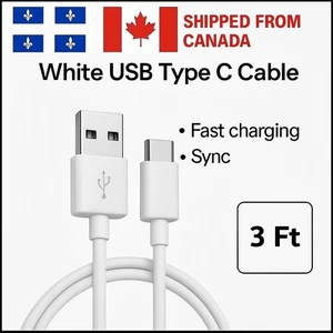 White USB Type C CABLE Fast charging for Android phone : Samsung, Huawei ...neuf - Photo 1 sur 5