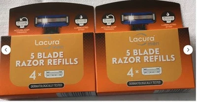 Lacura Men’s 5 Blade Razor Refills - 8 Blades (2 x 4 Pack) (2 packs)