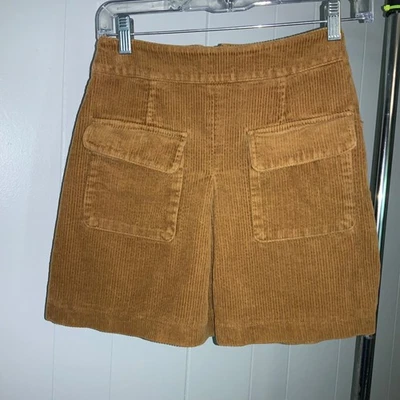 BDG Algodón Pana Mini Falda Talla XS Frontal Solapa Bolsillos Cremallera Trasera Foto 1 de 4