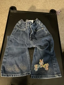 Vintage The Powerpuff Girls Denim Jeans Size 5 Embroidered - Picture 1 of 8