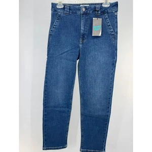Pantalones de mezclilla Studio Blue para mujer azules 27 rectos lavado medio tiro alto elásticos nuevos con etiquetas - Imagen 1 de 4