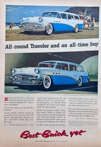 1956 Buick Century Estate Wagon White over Blue Ad #A389 - Picture 1 of 1