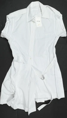 Vestido Camisa Helmut Lang Plisado Mujer Pequeño Óptico Blanco Manga Corta Algodón Foto 1 de 4