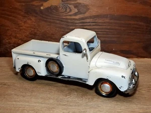 Rustic White Country Metal Pick Up Truck 16" Long FORD Decoration  - Picture 1 of 6
