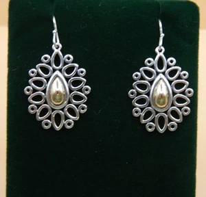 JAMES AVERY 925/14K TEAR DROP OPEN LATTICE DANGEL EARRINGS - Picture 1 of 3