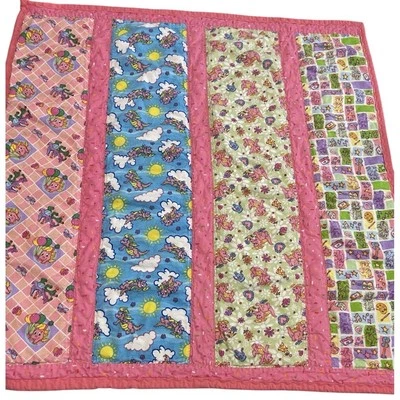 VTG Dragon Tales PBS Pink Baby Blanket Quilted Flannel Handmade Cotton 33.5x34 - Image 1 of 4