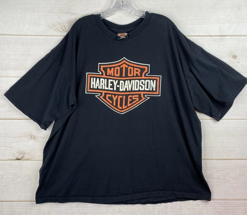 Vtg Harley Davidson T Shirt 3XL Black Deluxe Wyoming USA Made R.K. Stratman 90s - Image 1 of 4