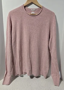 GAP Mens Large Pink Linen Cotton Crewneck Sweater Lightweight Long Sleeve Casual - Picture 1 of 5