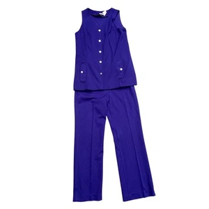 Polyester Pant and Shirt Set 1960's Womens Purple Size 14 - Picture 1 of 5