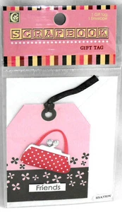 SCRAPBOOK GIFT TAG & ENVELOPE "FRIENDS" HANDBAG FREINDSHIP PALS NEW BULK X 3 - Picture 1 of 1