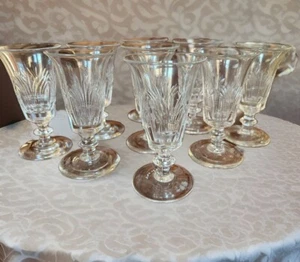 9 Antique Cut Flint Cordial Glass Pittsburgh Wheat & Panels - Picture 1 of 13