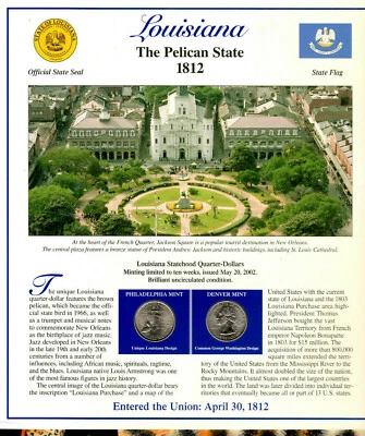Louisiana Quarters P&D 2002 (Postal Panel Collection) PCS - Image 1 of 2