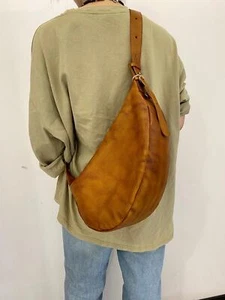 Italian Full Grain Leather Shoulder Bag, Women's Leather Crossbody Bag in Tan, H - Picture 1 of 10