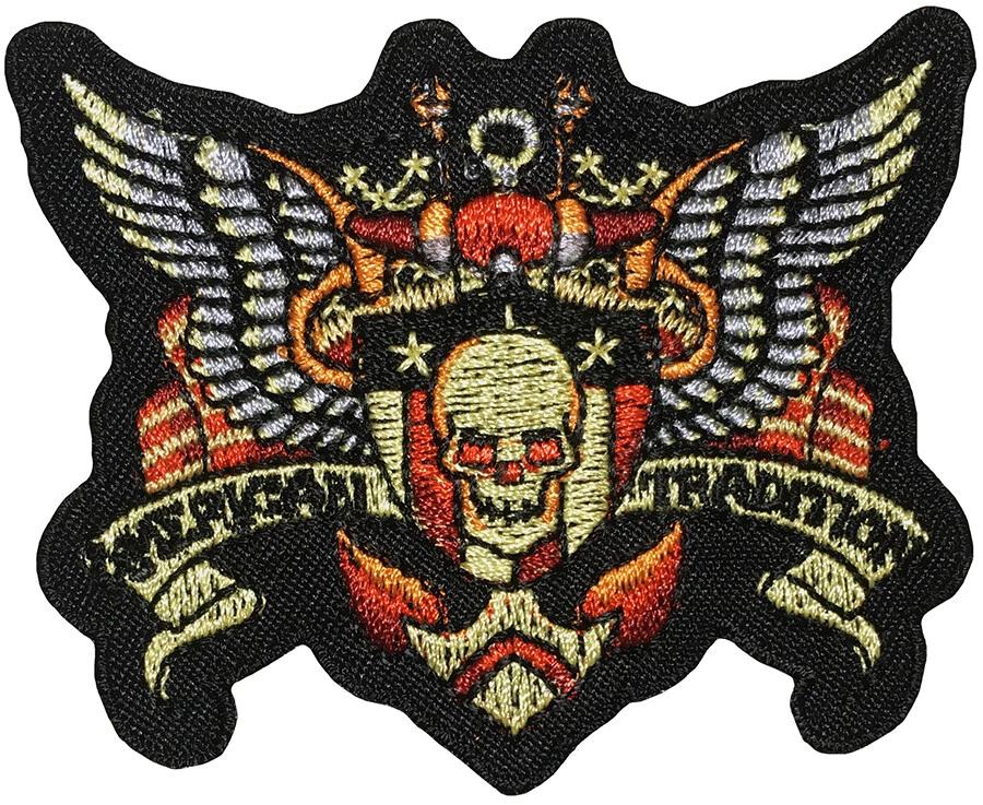 American Tradition Skull Wings USA Flag Anchor Shield Applique Sew Iron on Patch - Image 1 of 1