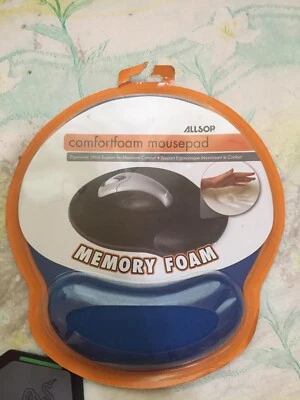 New Allsop 30206 Memory Foam Mouse Pad Ergonomic Wrist Rest Stress Blue - Image 1 of 2