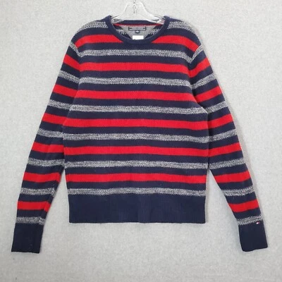 Tommy Hilfiger Men Sweater XL Striped Lambswool Blend Knit Pullover - Image 1 of 4