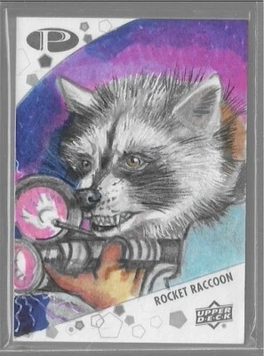2021 UD Marvel Premier Sketch Card Rocket Raccoon Marcia Dye 1/1 - Image 1 of 2