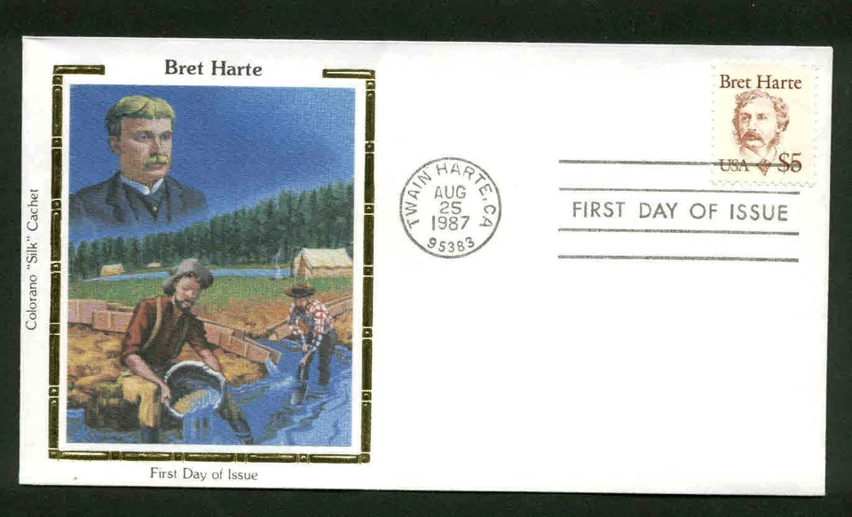 2196 $5 BRET HARTE FDC TWAIN HARTE, CA COLORANO "SILK" CACHET - Image 1 of 1