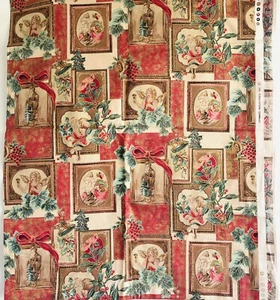 RETRO Spring industries VINTAGE CHRISTMAS Santa Claus Angels Cotton FABRIC Craft - Picture 1 of 2
