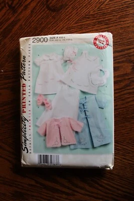 Simplicity 2900 UnCut Retro '52 Baby Infant Layette & Bonnet XXSmall to Large - Image 1 of 3