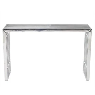Modway Gridiron Modern Stainless Steel Console Table in Silver - Image 1 of 4