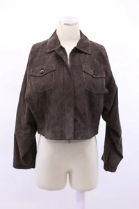 NWT$6995 Brunello Cucinelli Leather Suede Beaded Cropped Logo Jacket Sz 42M A191 - Picture 1 of 11