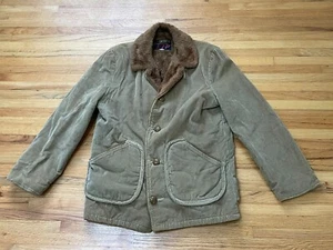Vintage Y2K VIP Sakko Herren braun Cord Sherpa gefüttert Langarm vorne Knopf - Bild 1 von 9