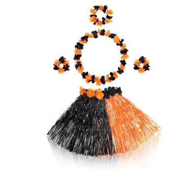 Niños Naranja/Negro 5 Piezas Hula Falda 15.74 - 31.49 Hasta la Cintura 15.74" NUEVO Foto 1 de 4