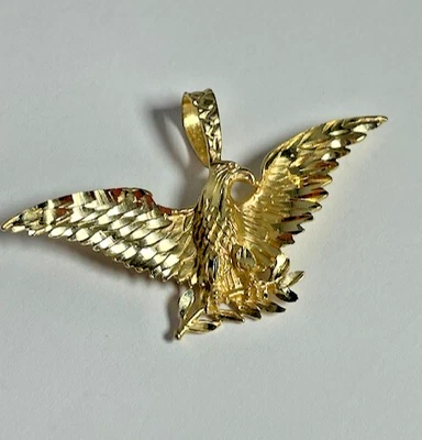 Collar Colgante Águila Calva Oro Sólido 14k Audaz Foto 1 de 4