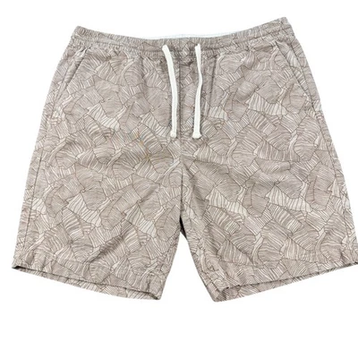 Banana Republic Men Large Brown Palm Print Drawstring Pockets Deck Pullup Shorts - Image 1 of 4