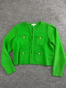 J. Crew Odette Sweater Women's M Green Hook & Eye Button Pockets Cardigan Jacket - Picture 1 of 8