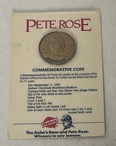 1985 Kahn's Pete Rose All Time Hit Leader Commemorative Coin Cincinnati Reds MLB - Picture 1 of 6