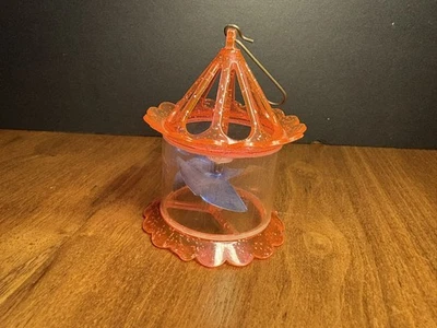 Jaula giratoria para pájaros de colección Twinkler adorno de árbol de Navidad rosa plástico brillo Foto 1 de 4