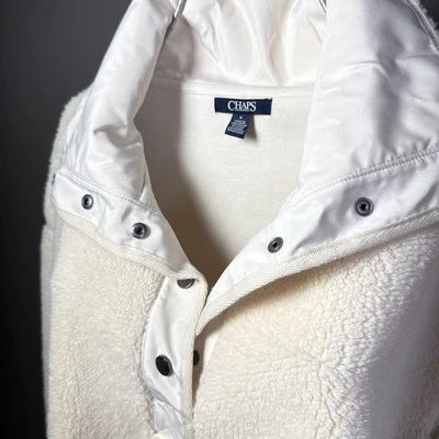 Chaps Acogedora Sudadera Sherpa Snap Para Mujer Talla M Mediana Magnolia Blanca Foto 1 de 4