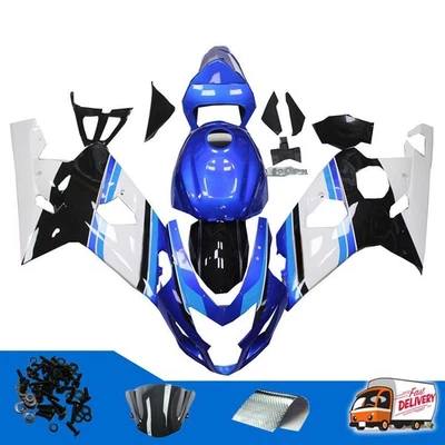 CV White Blue Injection Fairing Kits Fit for  2004-2005 GSXR 600 750 r020 - Image 1 of 4