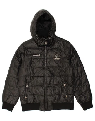 GEOX Boys Hooded Padded Jacket 11-12 Years Black Polyester IP01 - Image 1 of 4