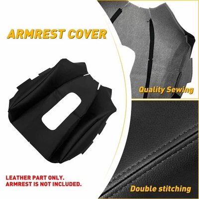 Fits 2005-2012 Nissan Pathfinder Leather Console Lid Armrest Cover Skin Black - Image 1 of 4