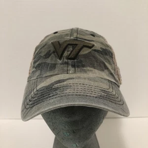 Virginia Tech Hokies Adjustable Trucker Hat One Size Camouflage American Flag - Picture 1 of 10