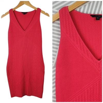 Mini Vestido Guess Bodycon Tejido Talla Grande Rosa Texturizado Sexy Funda Club Noche Foto 1 de 4