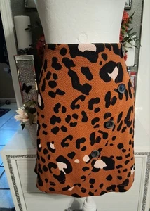 MAEVE Orange Mot Skirt Mini Animal Print Women's Size L MSRP $98.00 - Picture 1 of 10