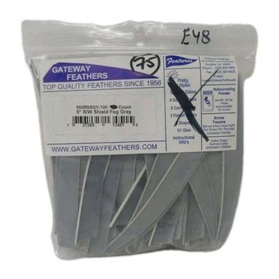 75 Count Gateway Archery Arrow Feathers 5" Right Wing: Shield Fog Gray - Image 1 of 2