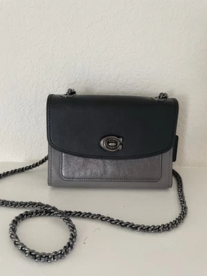 COACH Parker Colorblock Leather Shoulder Bag Black Gray Creed# 29390 - Image 1 of 4