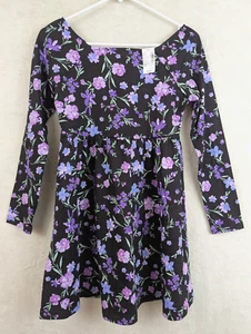 The Children's Place sz L 10/12 Fit & Flare Dress knit purple floral print 1003 - Picture 1 of 4