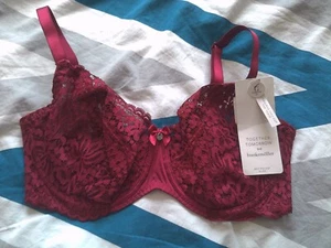 34F - Neu HUNKEMOLLER Dessous Bügel-BH "Rose" rot UK Größe 34F (USA 34G) - Bild 1 von 1